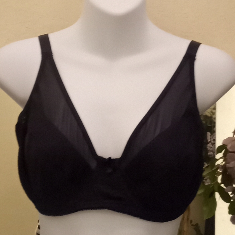 Curve Muse Satin & Mesh Striped Bra